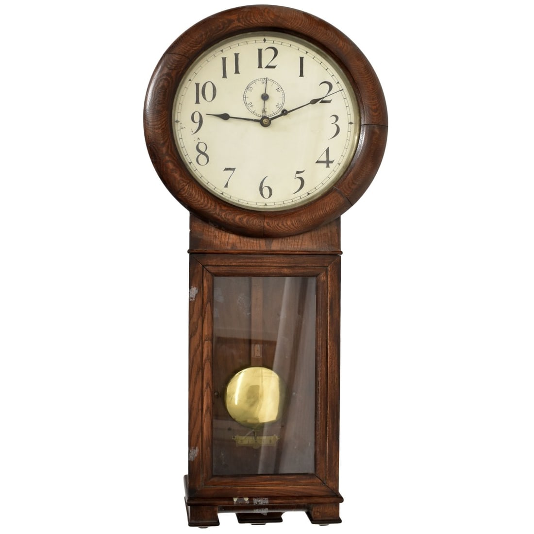 Antique Oak One Weight Regulator Wall Clock (1 of 6)