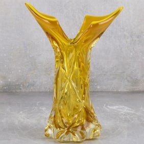 Vintage Honey Amber Glass Vase