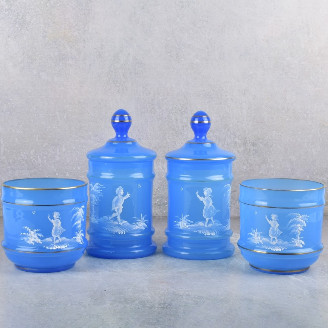 Vintage Mary Gregory Blue Opaline Glass (1 of 9)