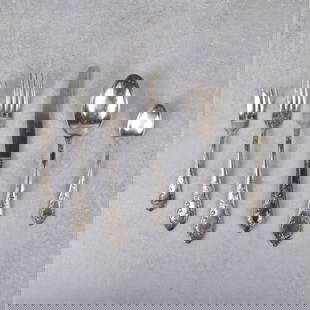 Continental Silver Plate Flatware Service: Seventy-one (71) Pieces Continental Silver Plate Flatware Service. Consisting of 12 knives, 8" Long, 12 dinner forks, 8-1/4" Long, 12 salad forks, 7-1/4" Long, 11 cocktail forks, 5-7/8" Long, 12 soup