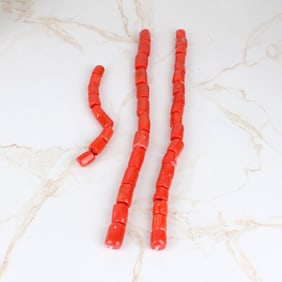 Coral Barrel Beads