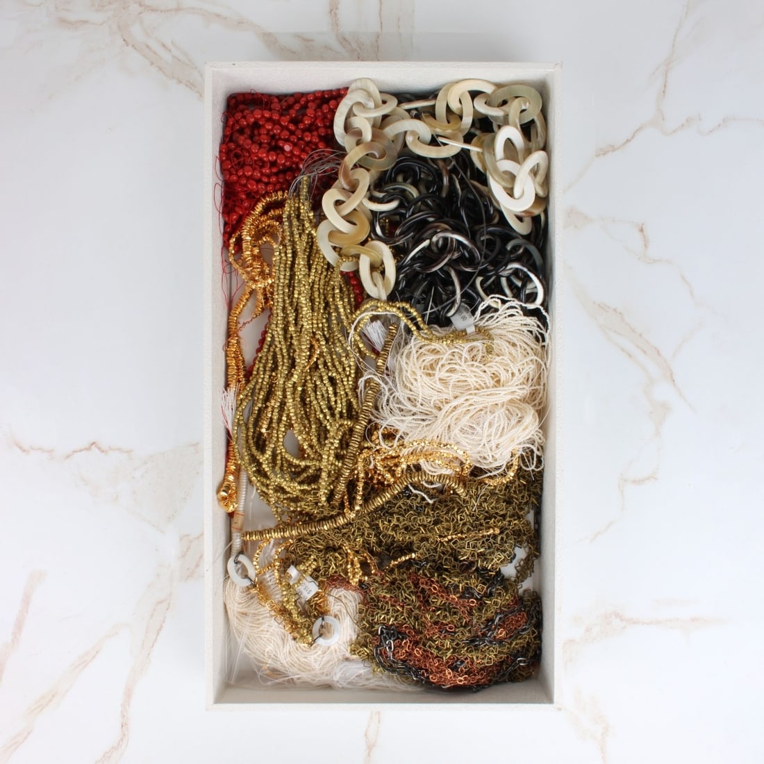 Tray Lot of Assorted Chains and Beads (1 of 1)