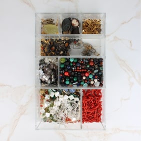Tray Lot of Assorted Jewelry Parts