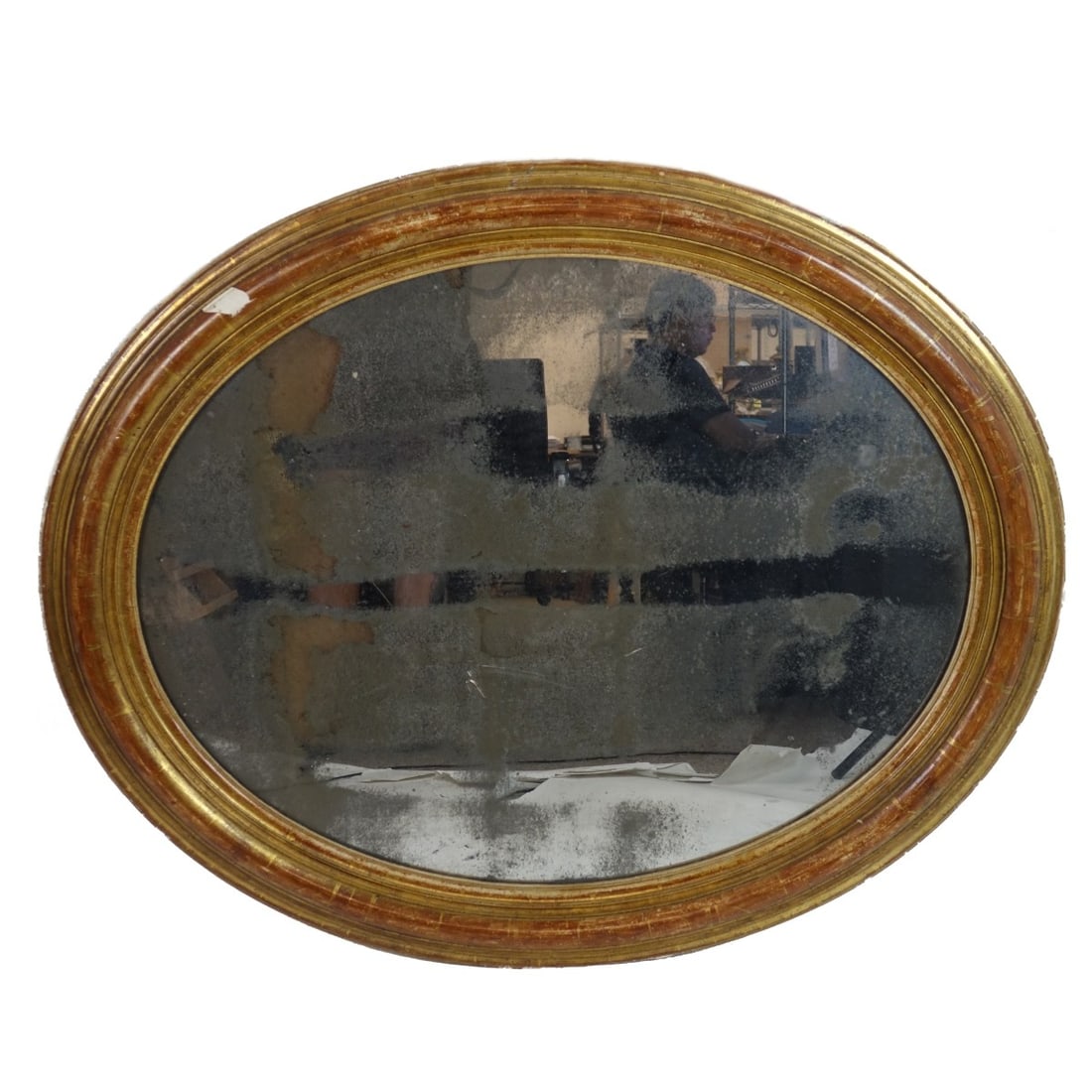 19th C. Louis Philippe Giltwood Oval Mirror (1 of 2)