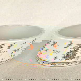 Chinese Porcelain Brush Washer: Large Chinese Guangxu Style Famille Rose Porcelain Brush Washer. Six character marks to base. Measures: 3-3/8" high, 9-3/4" diameter. Kodner Galleries offers phone and absentee bidding at a low, flat