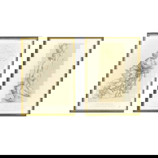 After: Raffaelle (1483 -1520): After: Raffaelle (1483 -1520) Grouping of Two Framed Etchings on Paper. Includes "Abraham's Sacrifice" and "Study for the Female Carrying 2 Vases" Marked on the margins. Frames measure 12-1/2" x 10-1/
