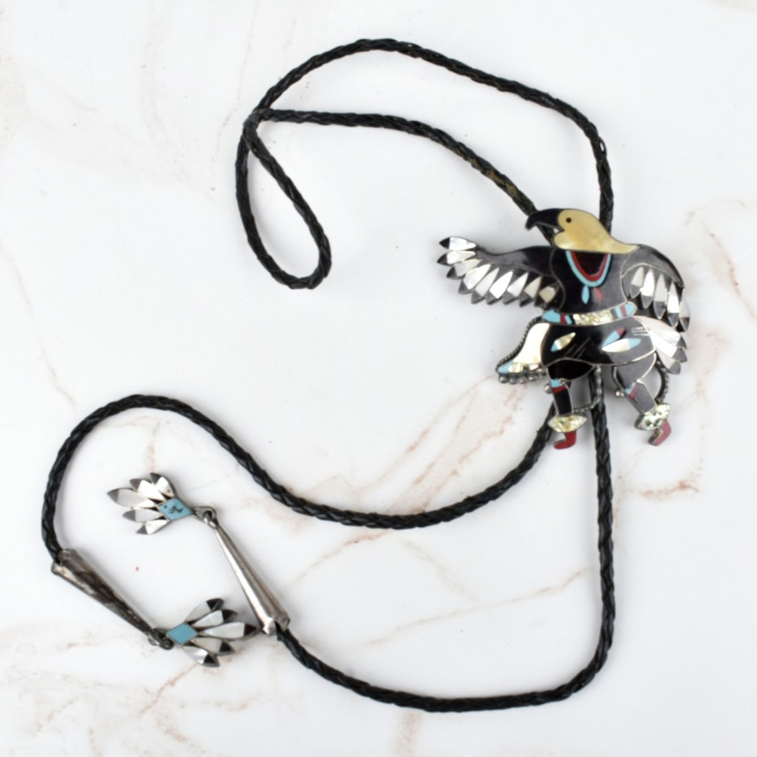 Zuni Hardstone and Silver Bolo Tie (1 of 4)