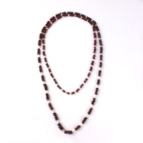 Garnet Bead and Pearl Necklace