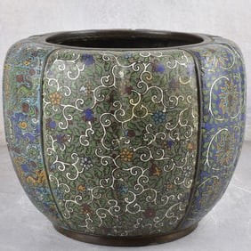 Antique Chinese Cloisonne Bronze Planter