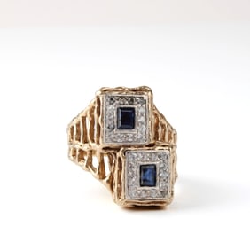 Sapphire, Diamond and 14K Ring