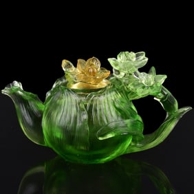Pate-de-Verre Art Glass Teapot
