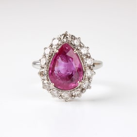 Lotus Gemology Ruby. Diamond and 18K Ring
