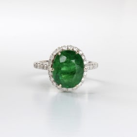 GIA Tsavorite, Diamond and 14K Ring