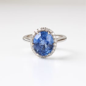 GIA Sapphire, Diamond and 14K Ring