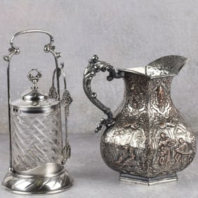Antique EG Webster & Son Pitcher & Pickle Jar