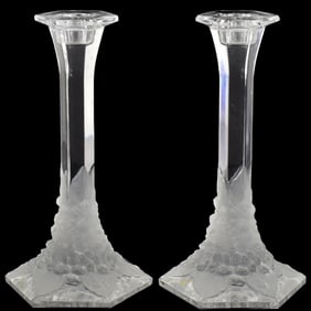 Val St Lambert Cut Crystal Candle Holders