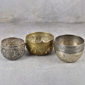 Burmese Silver Repousse Bowls