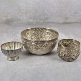 Burmese Silver Repousse Bowls