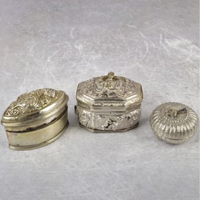 Burmese Repousse Silver Boxes