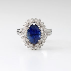 GIA Sapphire, Diamond and 14K Ring