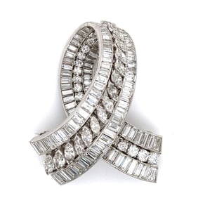 Deco Diamond and Platinum Brooch