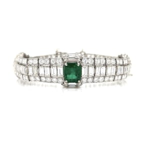 Deco Emerald and Diamond Bracelet
