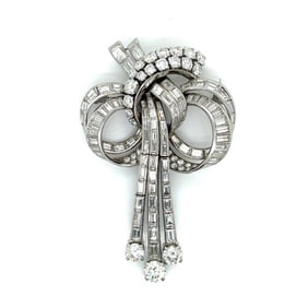 Deco Diamond and Platinum Brooch