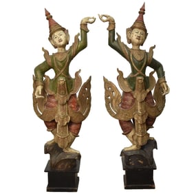 Large Burmese Hand-carved Deity's