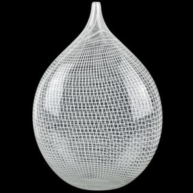 Vintage Murano Clear with White Vase