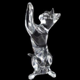 Baccarat France Crystal Cat Sculpture