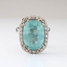 GIA Paraiba, Diamond and 14K Ring