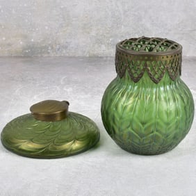 Circa 1900 Wilhelm Kralik Inkwell and Vase