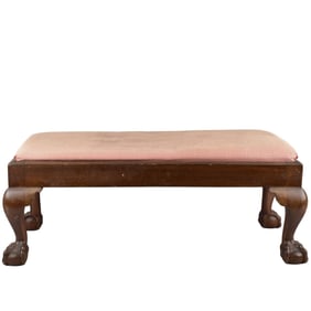 English Carved Mahogany Foot Stool