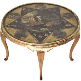 Vintage Painted Chinese Round Wood Table