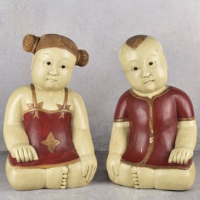 Wood Sculptures of Asian Children