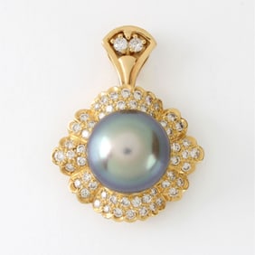 Pearl, Diamond and 14K Pendant