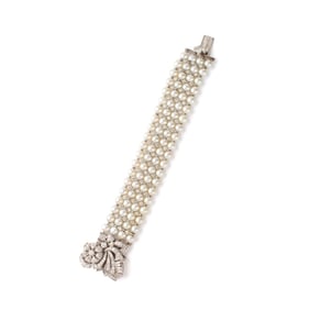Diamond, Pearl and 14K Bracelet Watch