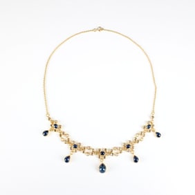 Sapphire, Diamond and Vermeil Necklace