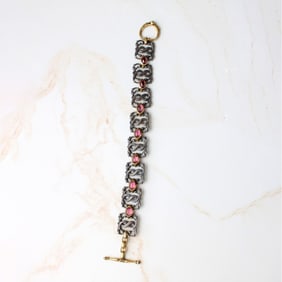Gemstone, 14K and Silver Bracelet