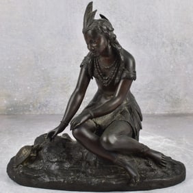 Bronze Sculpture of a Young Native American