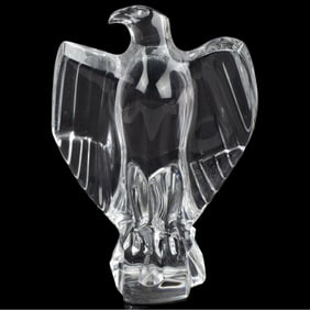 Baccarat France Crystal Standing Eagle Sculpture