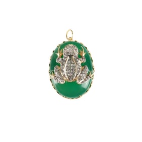 Diamond, Spinel and Onyx Frog Pendant
