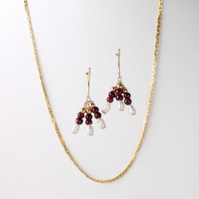 14K Earrings and Chain