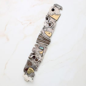 Gemstone, 14K and Silver Bracelet