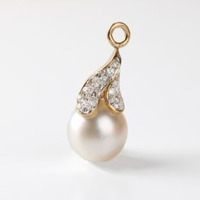 Diamond, Pearl and 14K Pendant