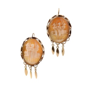 Cameo and 14K Earrings