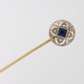 Sapphire Diamond and Plat. Stickpin