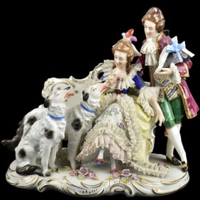 Antique Sitzendolf German Porcelain Figural Group