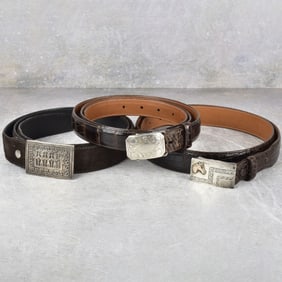 Vtg. Men's Leather and Silver-Gold Belts