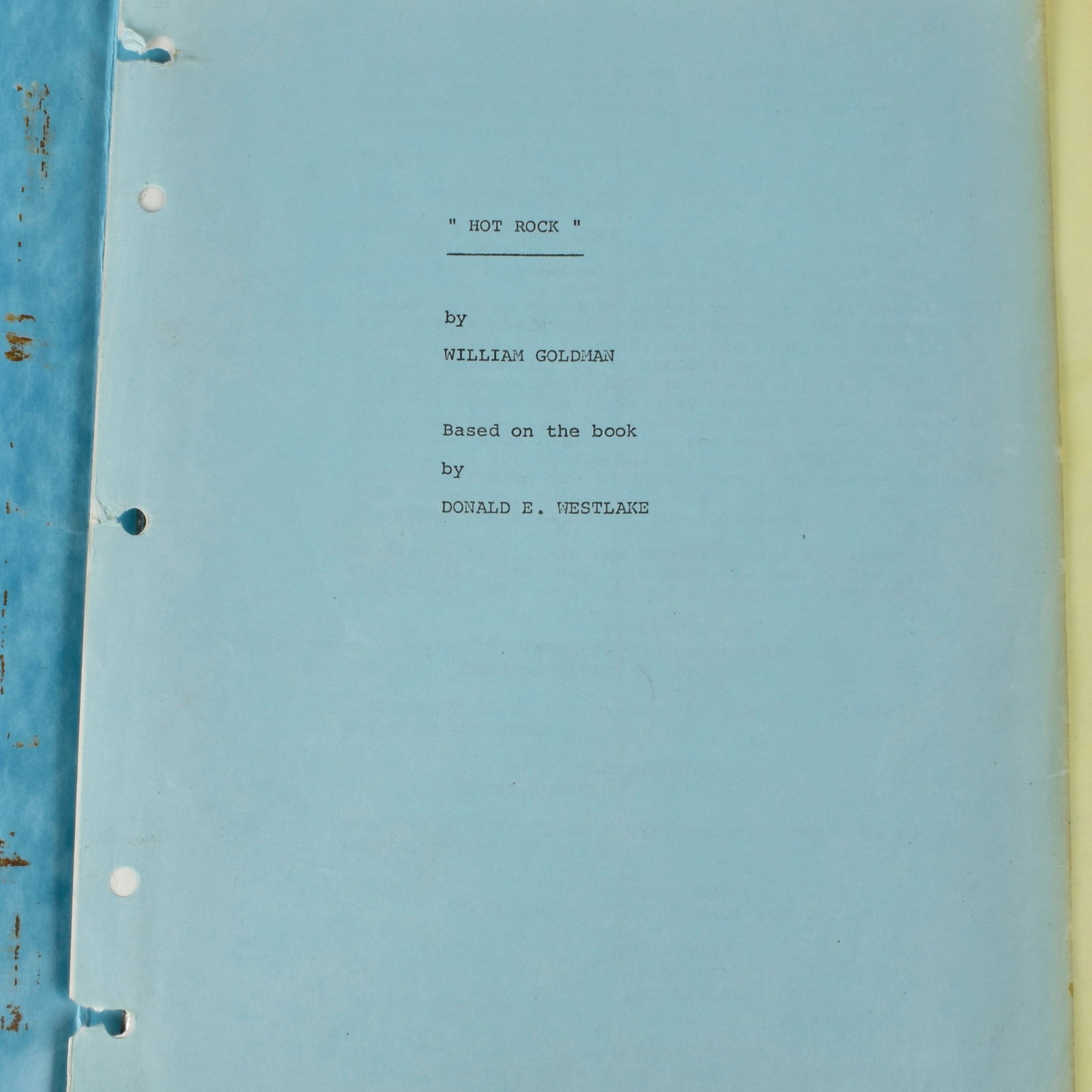 "The Hot Rock" Screenplay: "The Hot Rock" Screenplay by William Goldman Based Upon the Book by Donald E. Westlake. 137 page revised screenplay dated 4/26/1971. The Hot Rock is a 1972 American crime comedy--drama directed by Pet